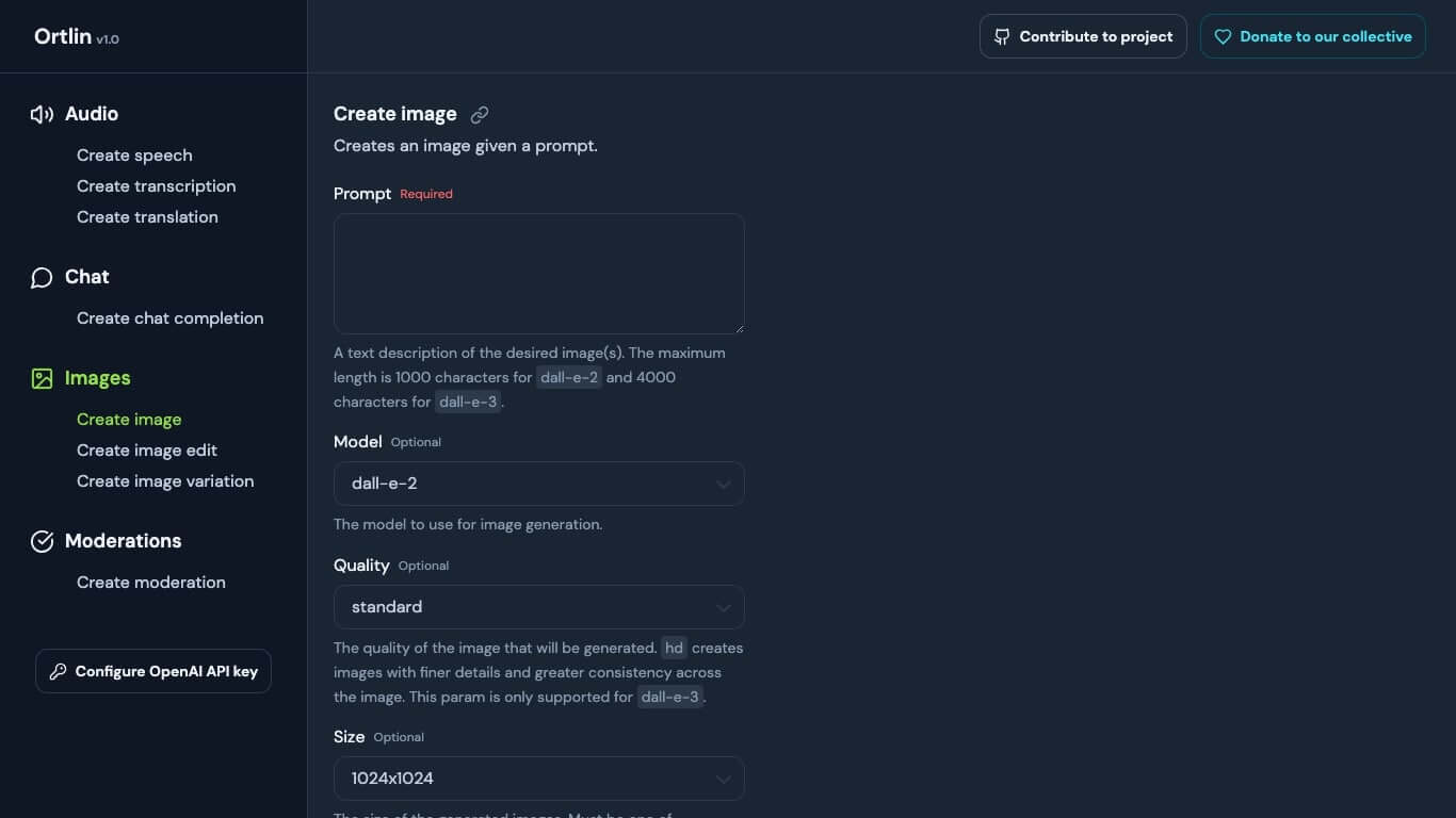 Ortlin - OpenAI User Interface