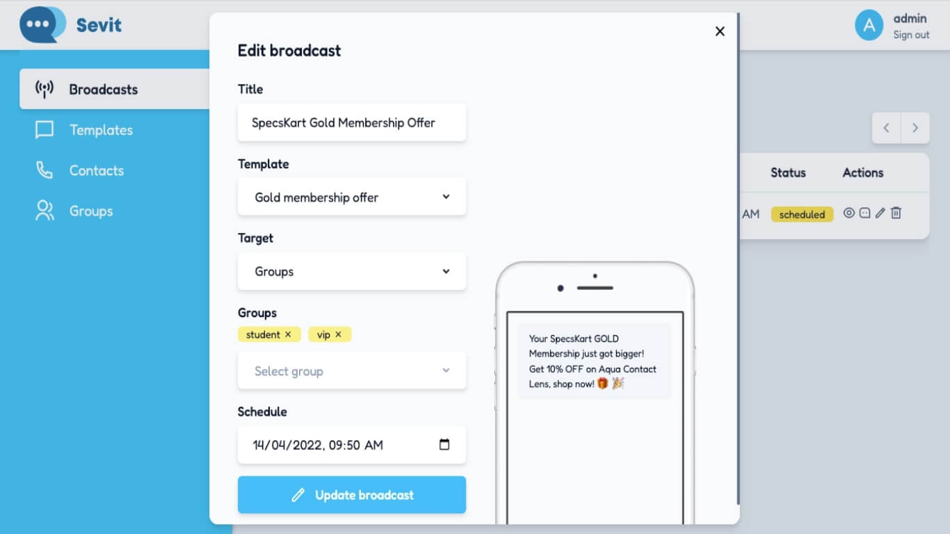 Sevit - Web App For SMS Marketing
